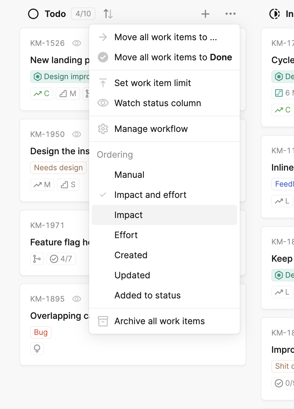 Screenshot of auto ordering options