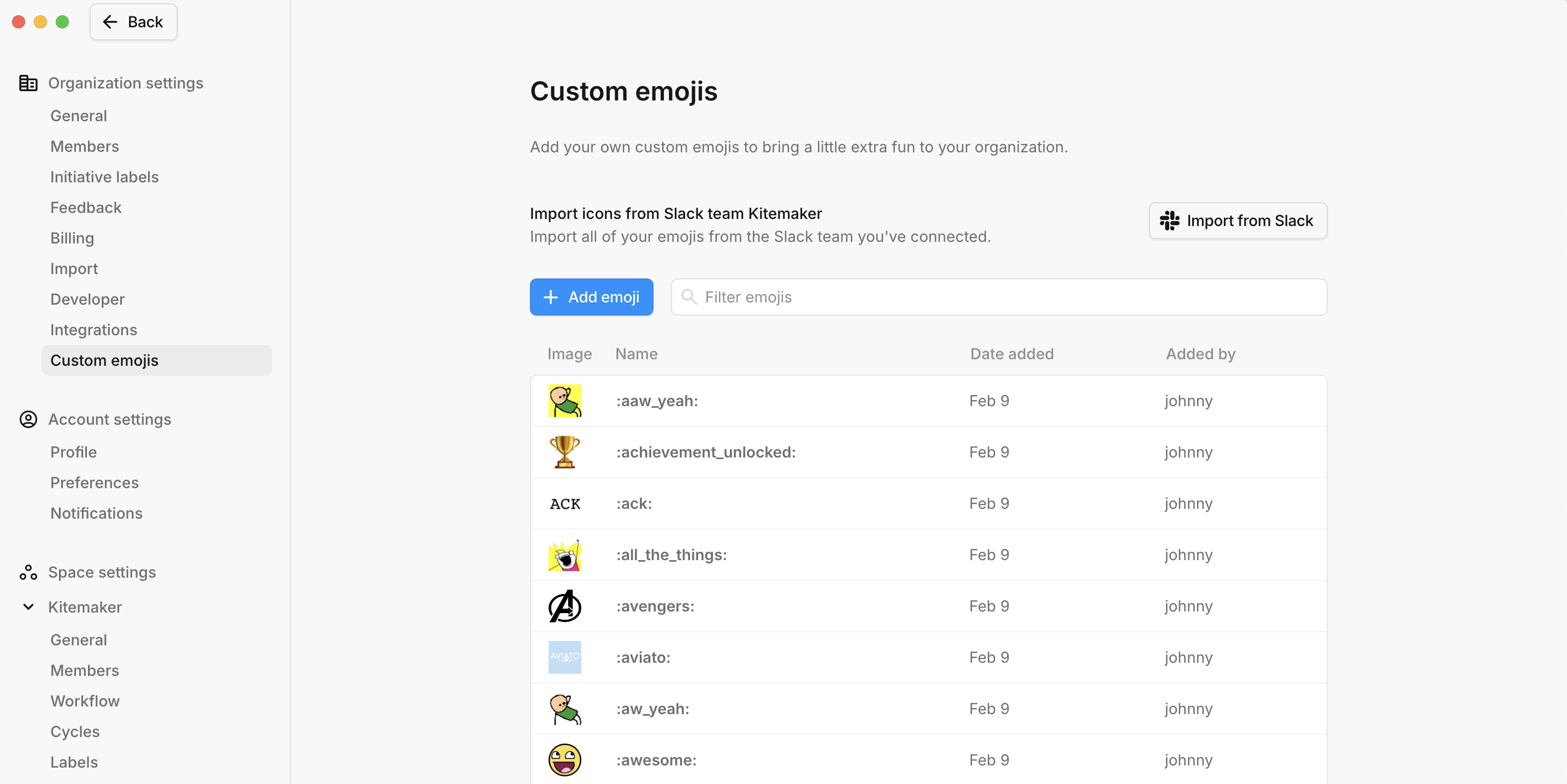 Custom emojis